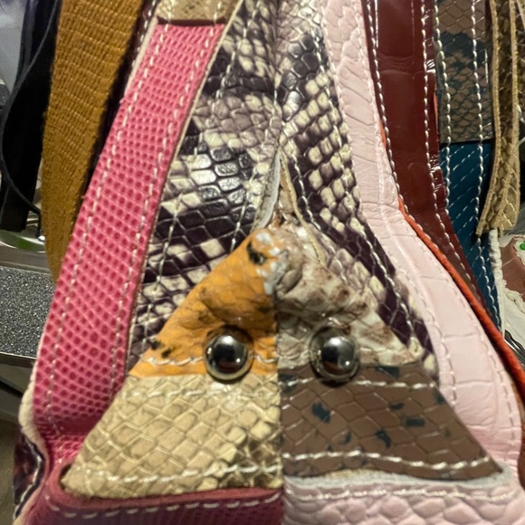 Multicolor 100% Genuine Cow, Leather Patchwork Tote Bag - Picture 5 of 15